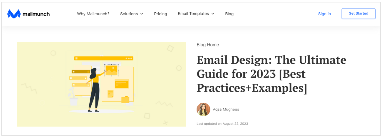 postagem do blog sobre design de e-mail